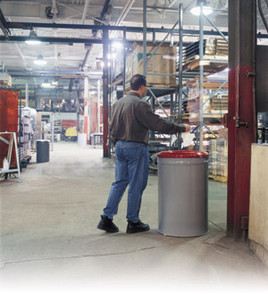 Justrite Heavy Duty Fire Waste Can - 55 Gallon - Red Steel Head