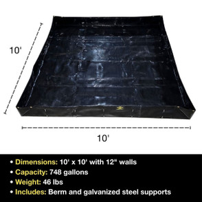 MightyBerm Spill Containment Berm | 10' x 10' x 12" | 28012