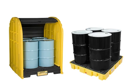 Drum storage and spill containment shed