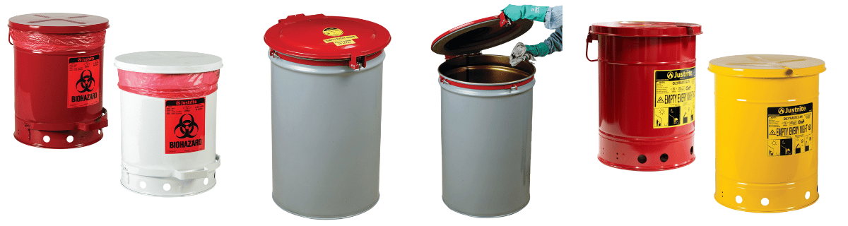 Justrite Waste Cans and Containers