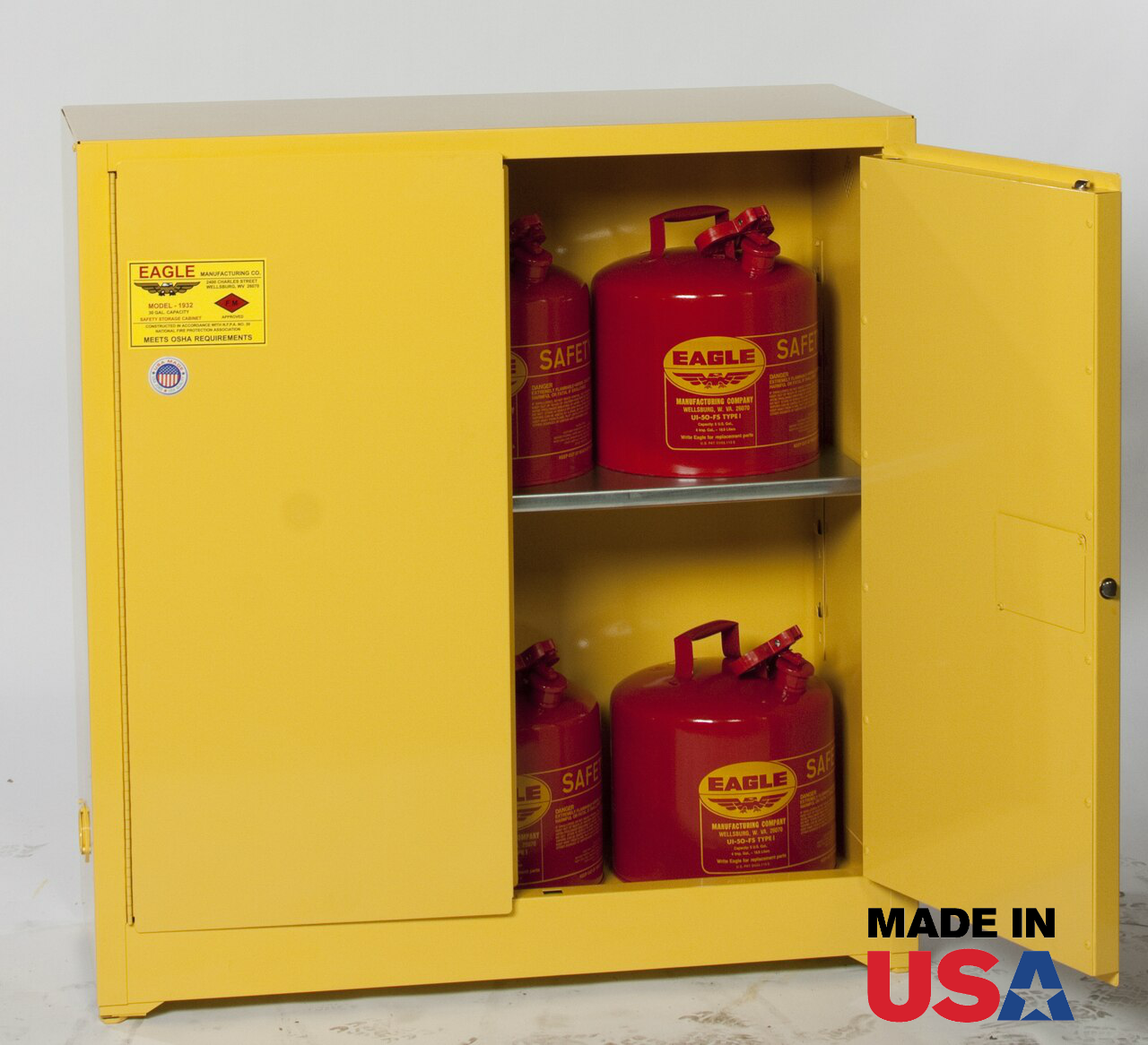 Eagle 1932 Flammable Storage Cabinet 30 Gal Manual Close