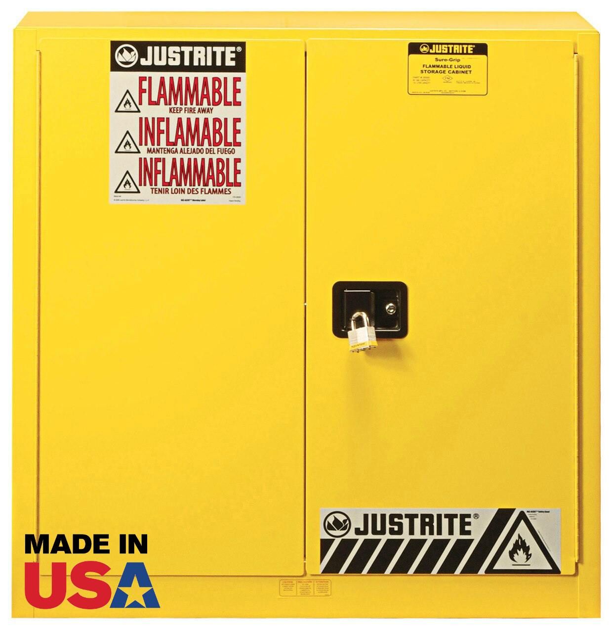 Yellow Safety Cabinet Justrite 893300 30 Gal Sure Grip Ex