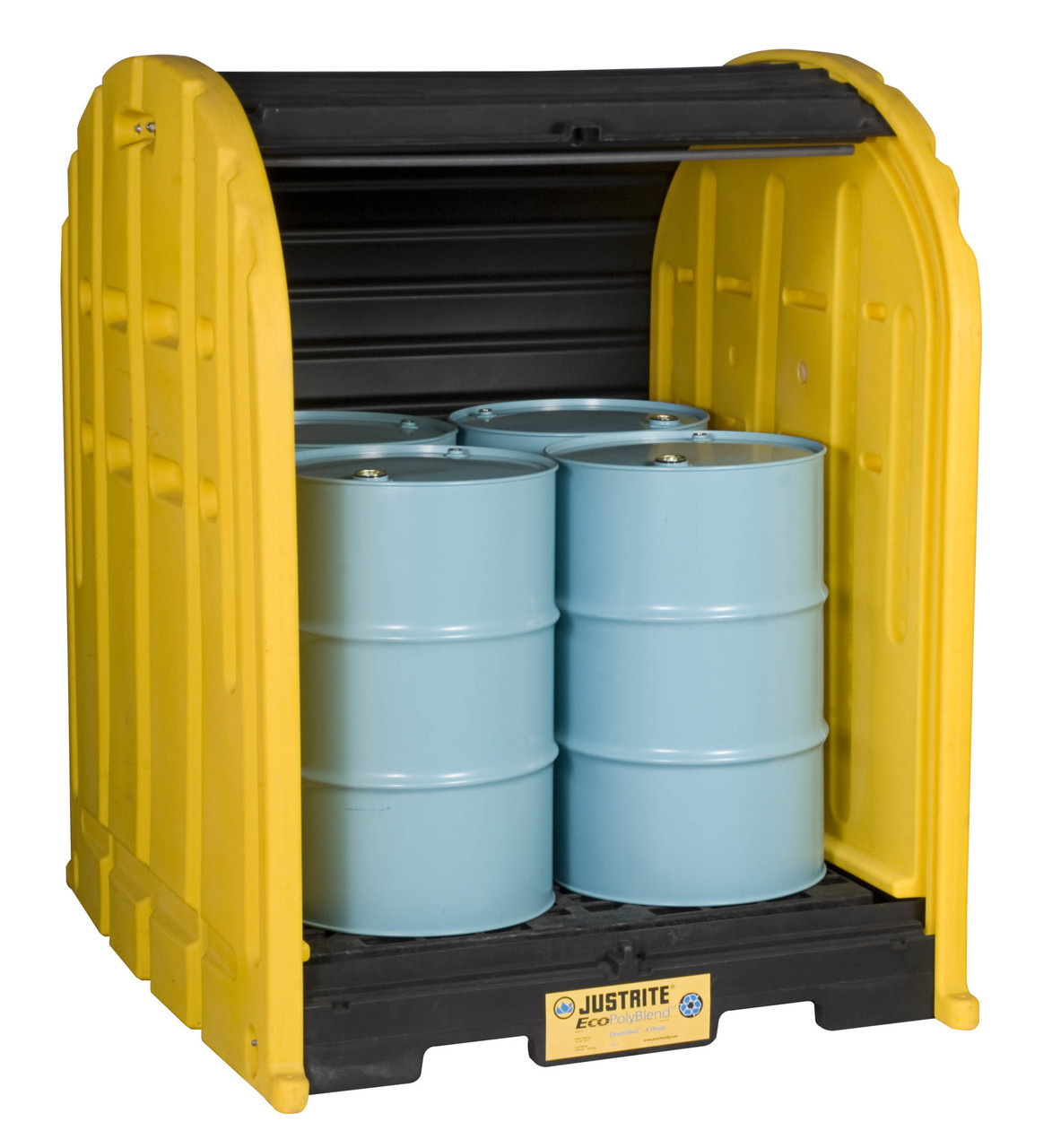 Drum storage and spill containment shed