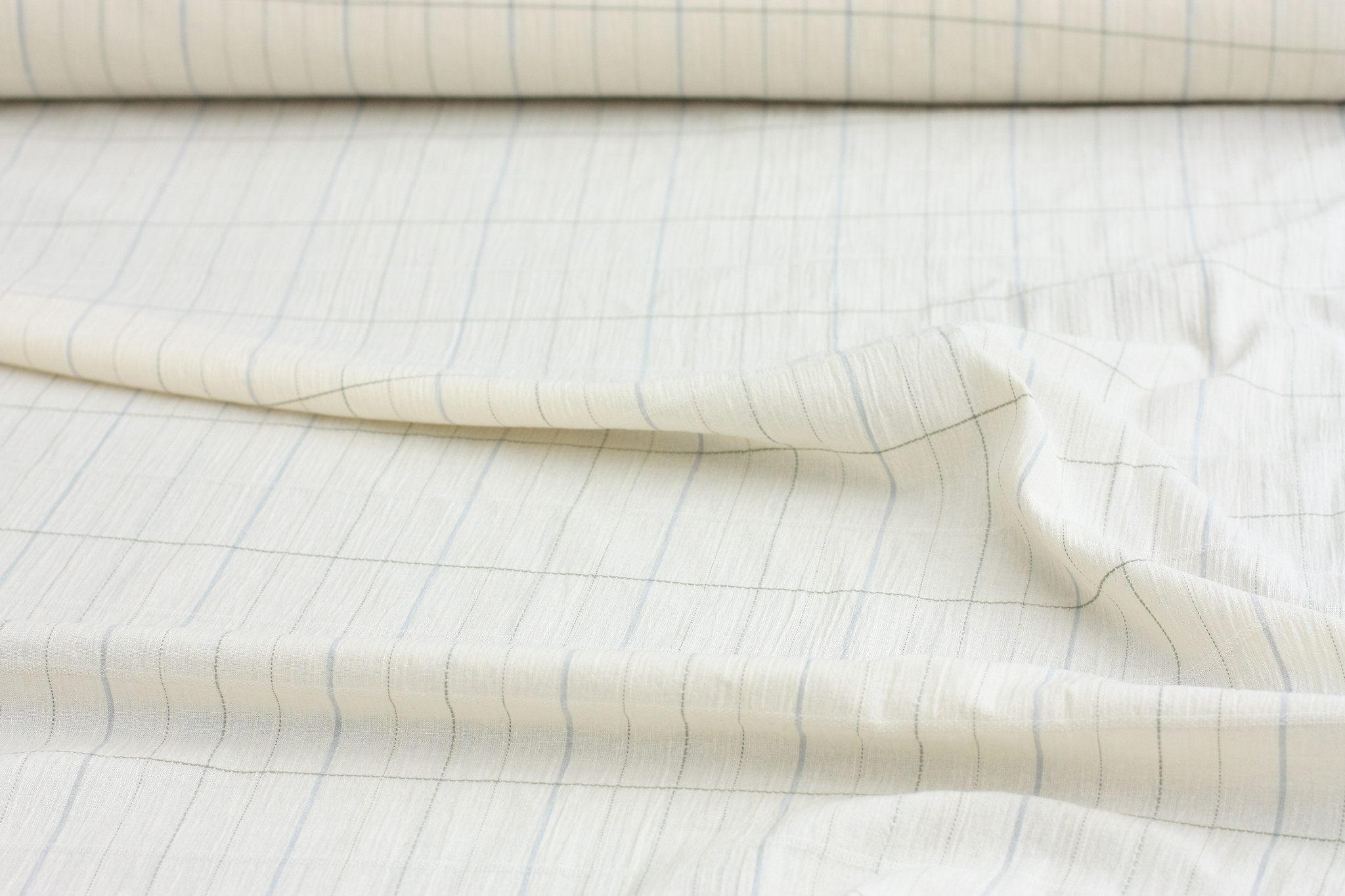 Ivory Topstitched Cotton Shirting