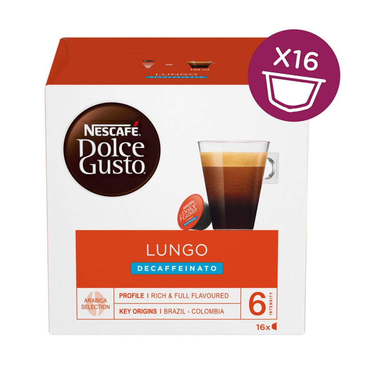Decaffeinated Coffee Pods Lungo Decaf Dolce Gusto Nescafe Dolce
