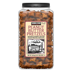 Kirkland HK Anderson Peanut Butter Filled Pretzels 1.47KG
Ingredients:
enriched WHEAT flour (WHEAT flour, niacin, reduced iron, thiamin mono- nitrate, riboflavin, folic acid), PEANUT butter (PEANUTS, molasses, mono-and diglycerides), salt, less than 2% of: canola and/or SOYbean oil, corn syrup, BARLEY malt extract, leavening (contains one or more of: yeast, sodium bicarbonate, ammonium bicarbonate). Kirkland HK Anderson Peanut Butter Filled Pretzels 1.47KG
Ingredients:
enriched WHEAT flour (WHEAT flour, niacin, reduced iron, thiamin mono- nitrate, riboflavin, folic acid), PEANUT butter (PEANUTS, molasses, mono-and diglycerides), salt, less than 2% of: canola and/or SOYbean oil, corn syrup, BARLEY malt extract, leavening (contains one or more of: yeast, sodium bicarbonate, ammonium bicarbonate).