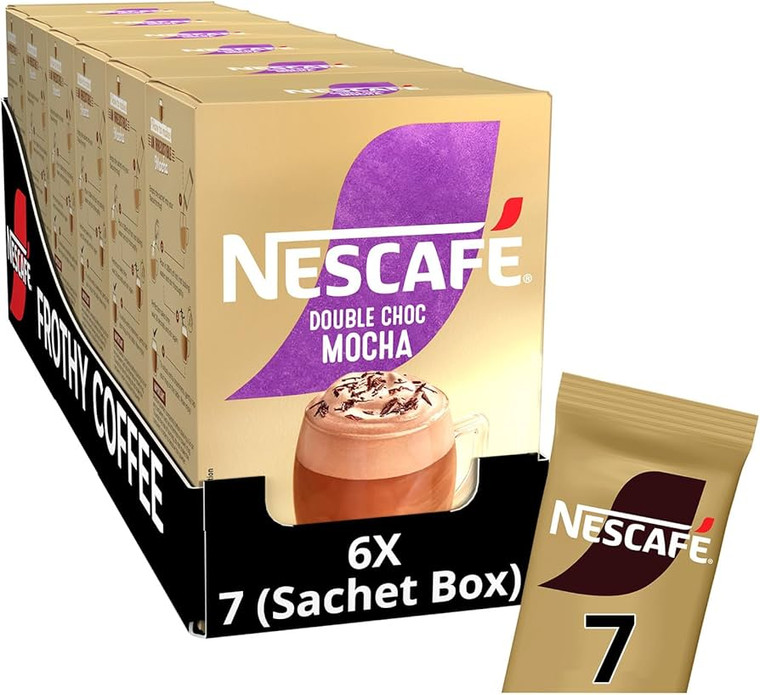 Bring café-style flavour home with Nescafe Mocha Double Choco. Enjoy rich chocolate coffee in 42 sachets. Order online today.