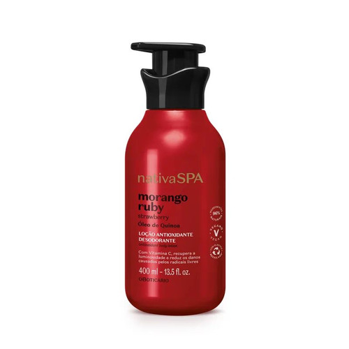 Loção Desodorante Corporal Nativa SPA Morango Ruby O Boticario - 400ml