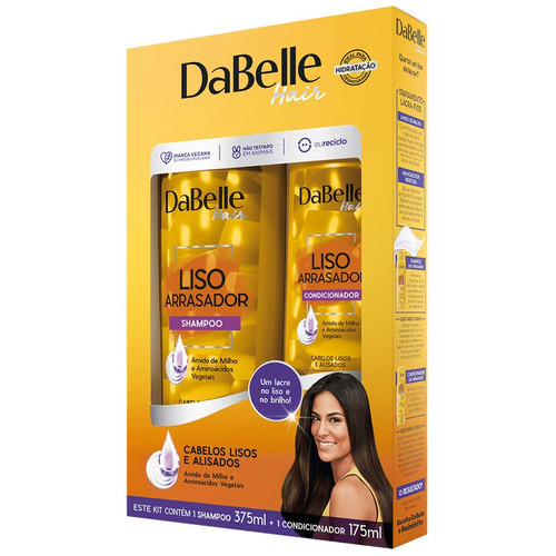Kit Dabelle Hair Liso Arrasador Shampoo 375ml + Condicionador 175ml