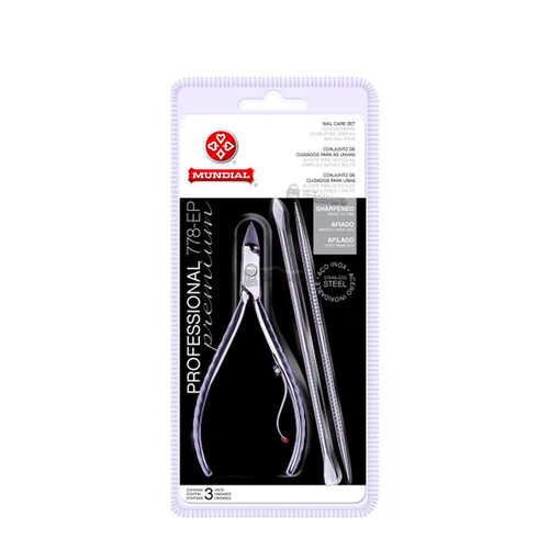 Kit Alicate de Cutículas com Espátula e Palito 778-EP Mundial