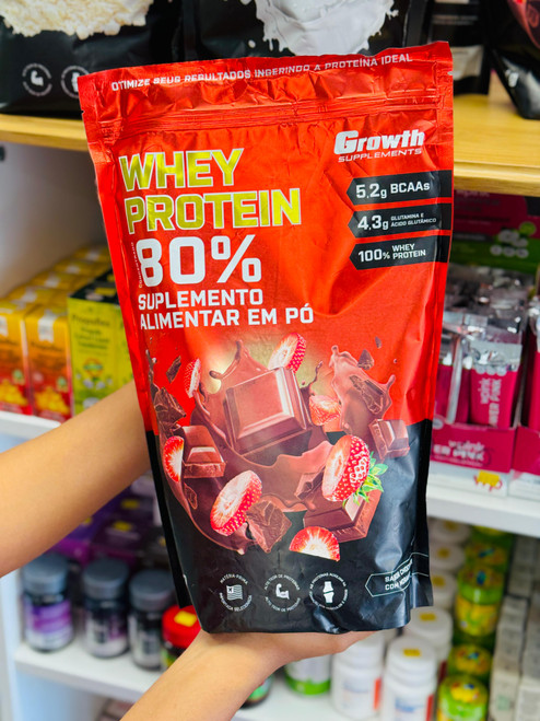Whey Protein Sabor Chocolate com Morango Growth - 1kg Whey Protein Sabor Chocolate com Morango Growth - 1kg