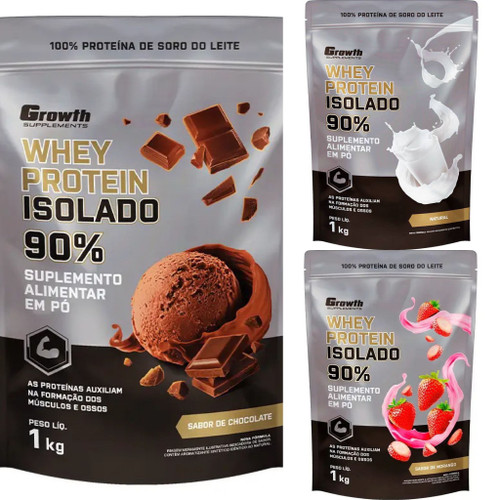 Whey Protein Isolado em Pó Growth - 1kg *Escolha seu sabor*