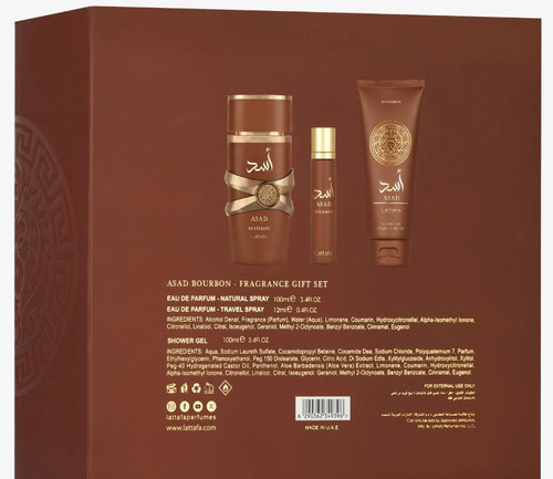 Combo Asad Bourbon Lattafa - 3 produtos