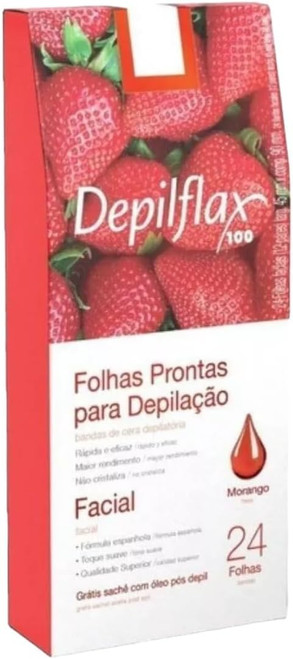 Folhas Prontas Facil Morango Depilflax - 24unid