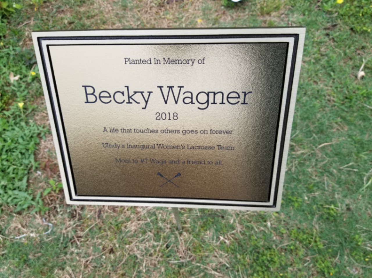 Personalized Engraved Gold Outdoor Memorial Plaques W Stake