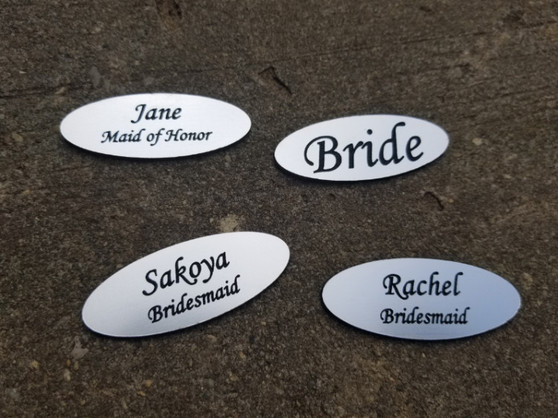 Personalized Engraved Wedding Plastic Name Tags Name Badges, Wedding Party Name Tags, Wedding Gift Name Badges
