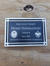 Personalized Engraved Eagle Scout Plaque, Black Outdoor Plaque w/ Screws, Memorial Plaque, Garden Plaque, Building Plaque, Bench Plaque