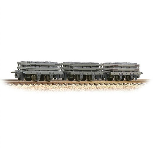 393-075 OO9 4 WHEEL SLATE WAGONS (3) GREY WITH LOAD WEATHERED