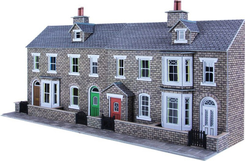 PO275 OO LOW RELIEF STONE TERRACE HOUSE FRONTS CARD KIT