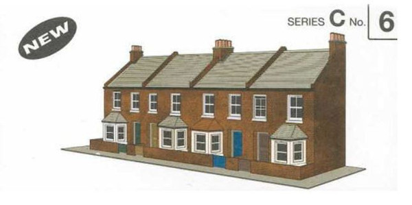 SQC6 OO LOW RELIEF 4 REDBRICK TERRACE FRONTS CARD KIT