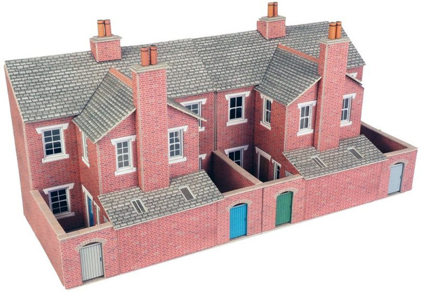 PO276 OO LOW RELIEF BRICK TERRACED HOUSE BACKS CARD KIT