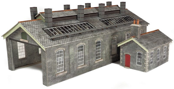 PO337 OO SETTLE/CARLISLE STONE DOUBLE ENGINE SHED CARD KIT