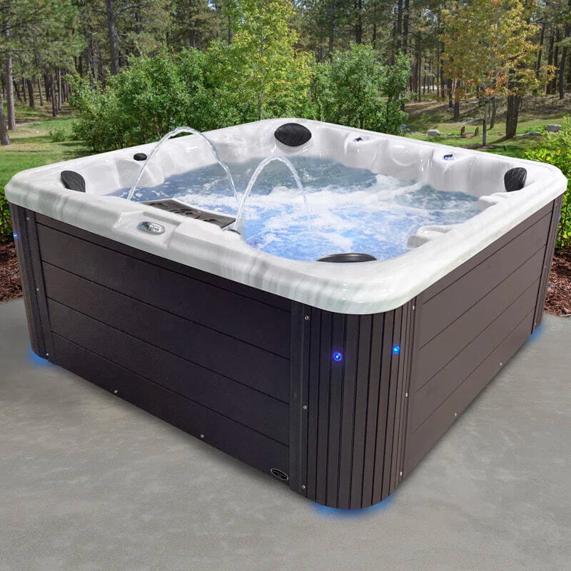 Jacuzzi in backyard.