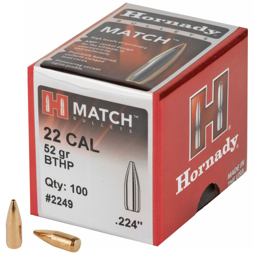 Hornady Match - Boat Tail Hollow Point, 22 Caliber, .224, 100
