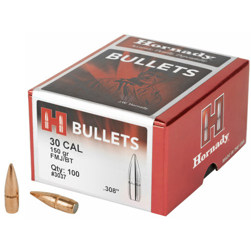Hornady Full Metal Jacket Boat Tail - 30 Caliber, .308, 100