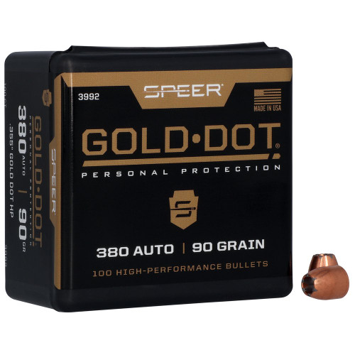 Speer Ammunition Speer Gold Dot - Hollow Point, 9MM, .355, 100, .355 Diameter, 90 Grain
