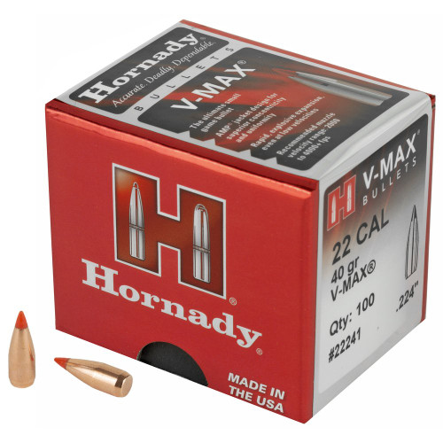 Hornady - V-Max, 22 Caliber, .224, 100, .224 Diameter