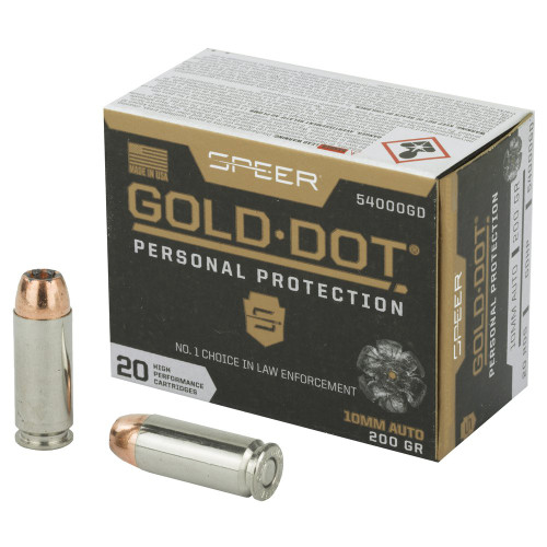 Speer Ammunition Speer Gold Dot - 10MM, 200Gr, Gold Dot Hollow Point, 20-Round Box