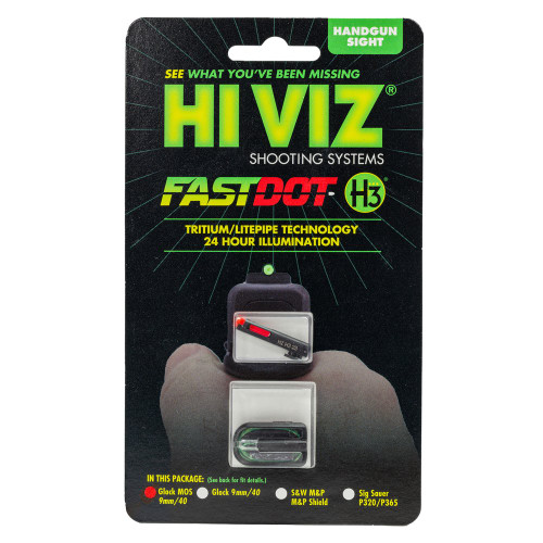 Hi-Viz FASTDOT - Fits Glock 9/40SW/357Sig, Red, Green