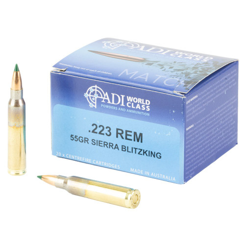 ADI World Class Ammunition Match - 223 Remington, 55Gr, Boat Tail, 20-Round Box