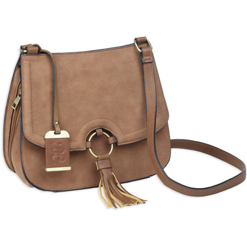 Bulldog Cases Cross Body Purse Holster, Fist Most Small Autos, Camel Brown, Leather