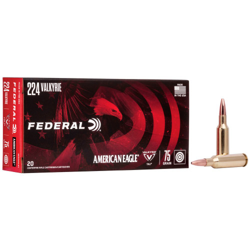 Federal American Eagle - 224 Valkyrie, 75Gr, Total Metal Jacket, 20-Round Box