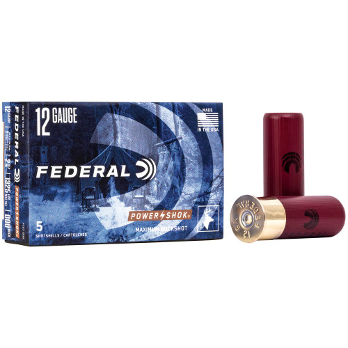 Federal PowerShok - 12 Gauge 2.75", 000 Buck, Buckshot, 5-Round Box