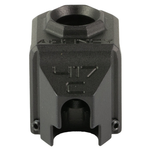 Agency Arms 417 Compensator, Features a Single Top Venting Port and a Front Sight Hole, Fits GLOCK 43, Two Set Screws with an Allen Wrench and a Vial of Rockset are Included in package, Matte Finish, Black, Standard 1/2X28 Thread Pitch