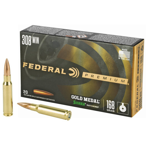 Federal Gold Medal - 308 Winchester, 168Gr, Boat Tail Hollow Point, 20-Round Box