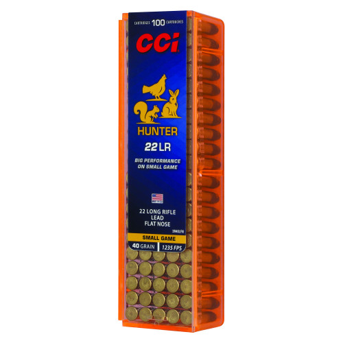CCI Ammunition Hunter - 22 LR, 40Gr, Lead Flat Nose, 100-Round Box
