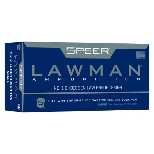 Speer Ammunition Lawman - 9MM, 135Gr, Total Metal Jacket, 50-Round Box