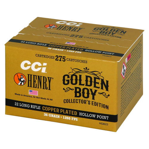 CCI Ammunition Golden Bullet - 22 LR, 36Gr, Copper, 275-Round Box