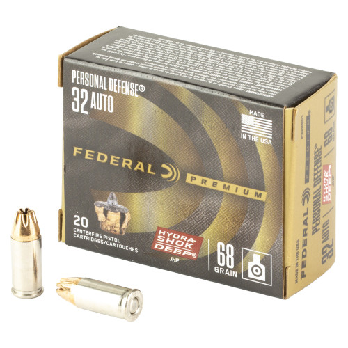 Federal Personal Defense Hydra-Shok - 32 ACP, 68Gr, Hollow Point, 20-Round Box
