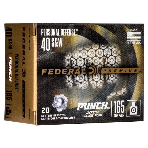 Federal Premium - 40 S&W, 165Gr, Hollow Point, 20-Round Box, Punch