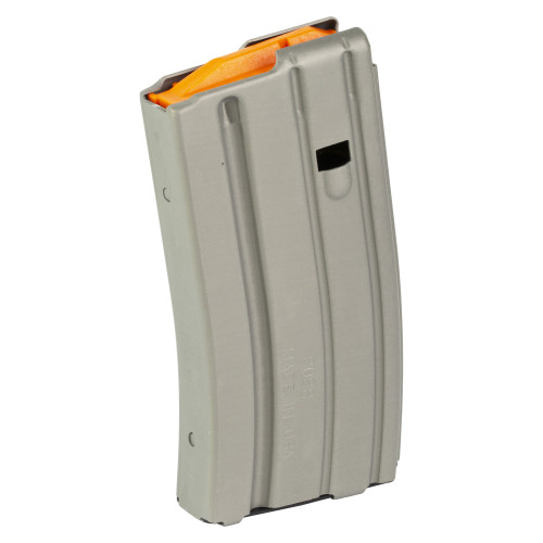 DURAMAG Magazine, 223 Remington/5.56 NATO/300 Blackout, 20 Rounds, Fits AR-15, Orange AGF Follower, Aluminum, Gray