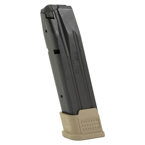 ProMag Industries Magazine, 9MM, 21 Rounds, Fits Sig Sauer P320, Steel Construction, Blued Finish, Flat Dark Earth Baseplate