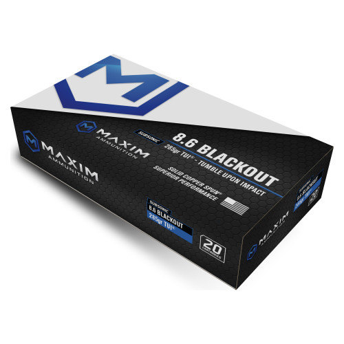 Maxim Defense Industries SBA Short Barrel Ammunition - 8.6 Blackout, 235Gr, Copper, 20-Round Box