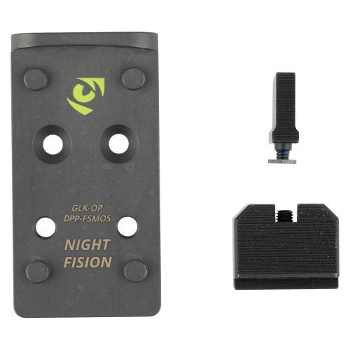 Night Fision Optic Plate + Backup Sight Com - Fits Glock 17/19 MOS, Black