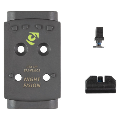 Night Fision Optic Plate + Backup Sight Com - Fits Glock 17/19 MOS, Black