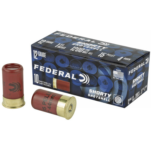 Federal Shorty Shotshell - 12 Gauge 1.75", 4 Buck, Buckshot, 10-Round Box